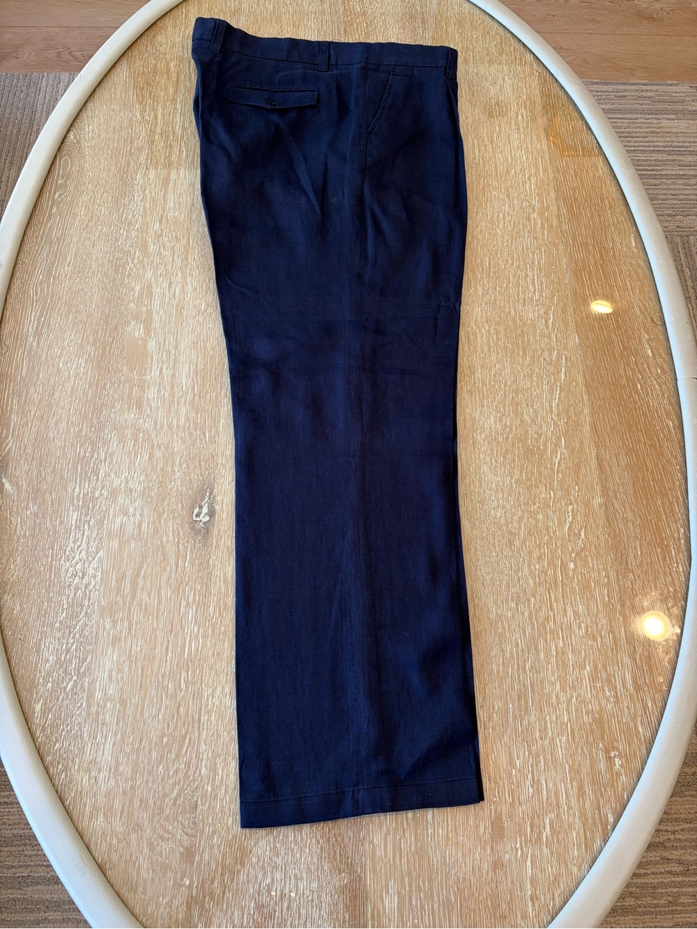 Men's Navy Linen Pants - Classic Straight Fit